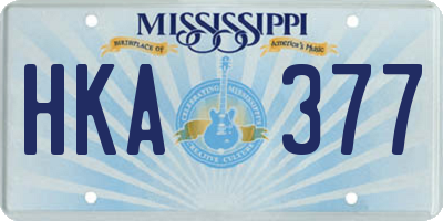 MS license plate HKA377