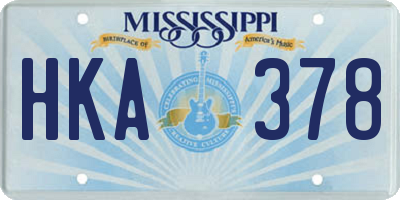 MS license plate HKA378