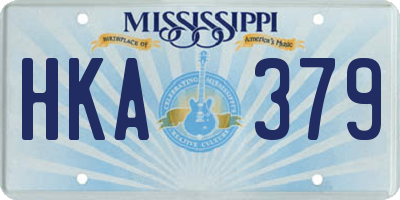 MS license plate HKA379