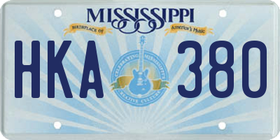 MS license plate HKA380