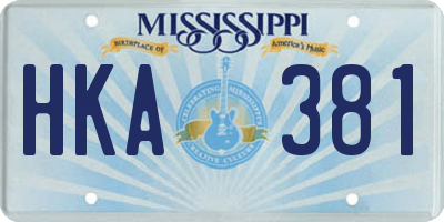 MS license plate HKA381