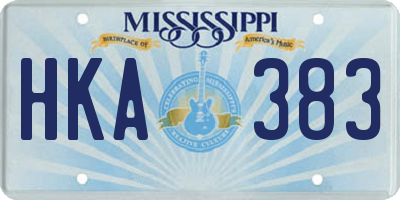 MS license plate HKA383