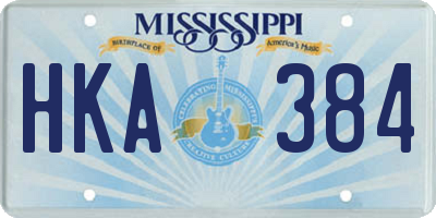 MS license plate HKA384