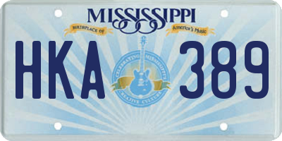 MS license plate HKA389