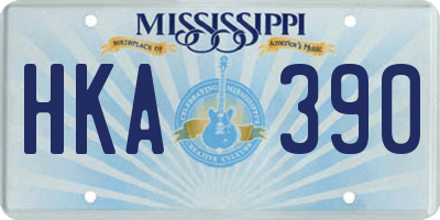 MS license plate HKA390