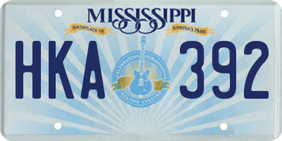 MS license plate HKA392