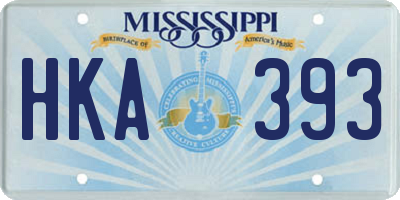 MS license plate HKA393