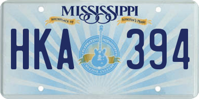 MS license plate HKA394
