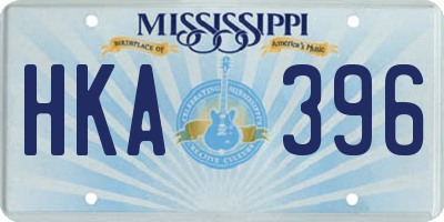 MS license plate HKA396