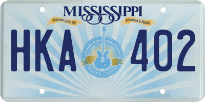 MS license plate HKA402