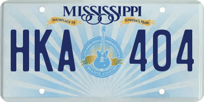 MS license plate HKA404