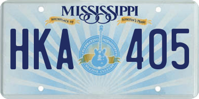 MS license plate HKA405