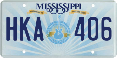 MS license plate HKA406