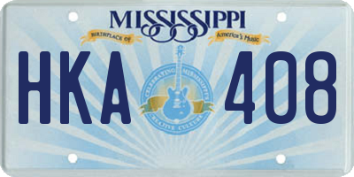 MS license plate HKA408