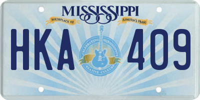 MS license plate HKA409