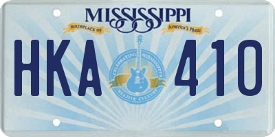 MS license plate HKA410
