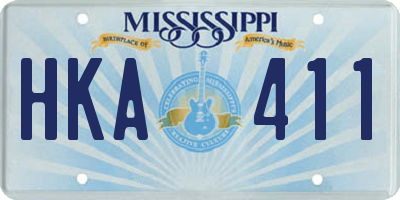 MS license plate HKA411