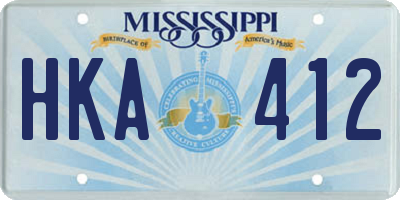 MS license plate HKA412