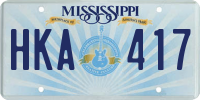 MS license plate HKA417