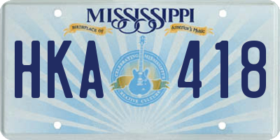 MS license plate HKA418
