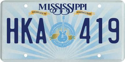MS license plate HKA419
