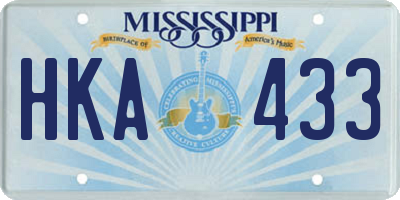 MS license plate HKA433