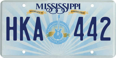 MS license plate HKA442