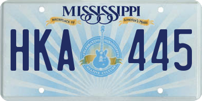 MS license plate HKA445