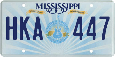 MS license plate HKA447