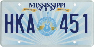 MS license plate HKA451