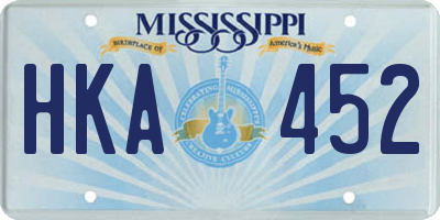 MS license plate HKA452