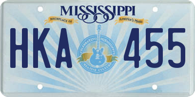 MS license plate HKA455