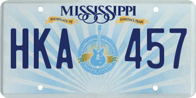 MS license plate HKA457