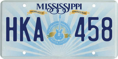MS license plate HKA458