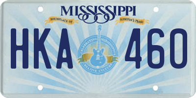 MS license plate HKA460