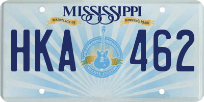 MS license plate HKA462