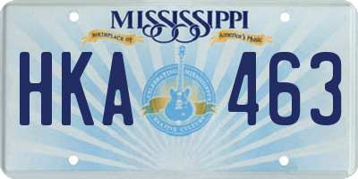 MS license plate HKA463