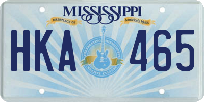 MS license plate HKA465