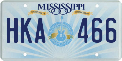 MS license plate HKA466