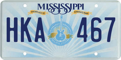 MS license plate HKA467