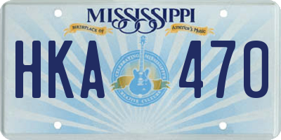MS license plate HKA470
