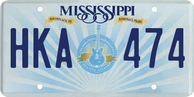 MS license plate HKA474