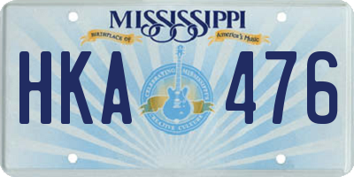 MS license plate HKA476