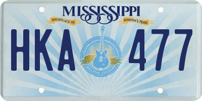 MS license plate HKA477