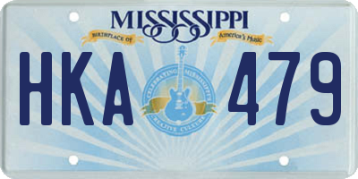 MS license plate HKA479