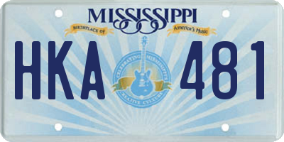 MS license plate HKA481