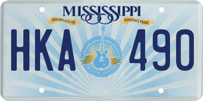 MS license plate HKA490