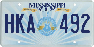 MS license plate HKA492