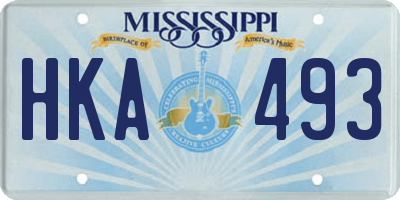 MS license plate HKA493