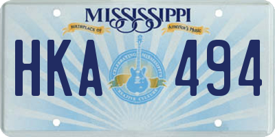 MS license plate HKA494